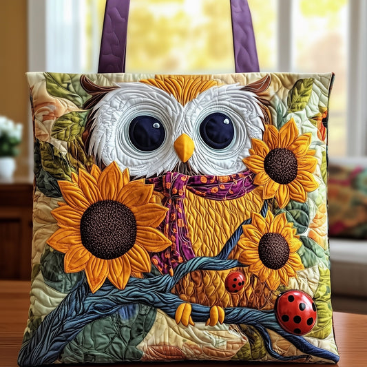 The Sunflower Owl Quilted Tote