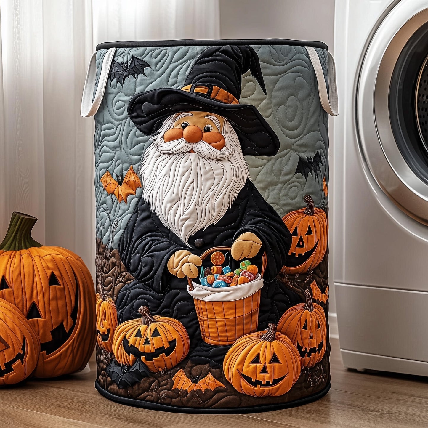 Halloween Gnome Laundry Quilted Tote
