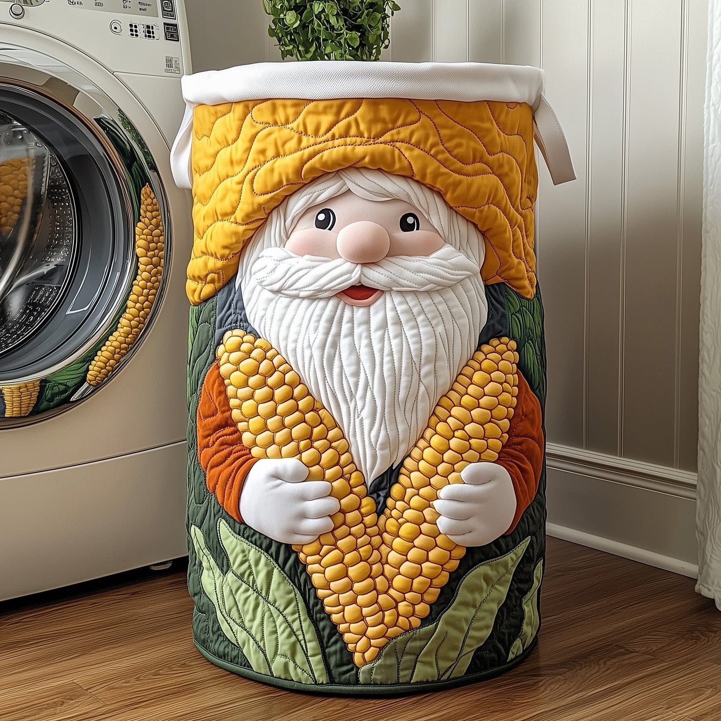 The Corn Gnome Quilted Laundry Basket Tote