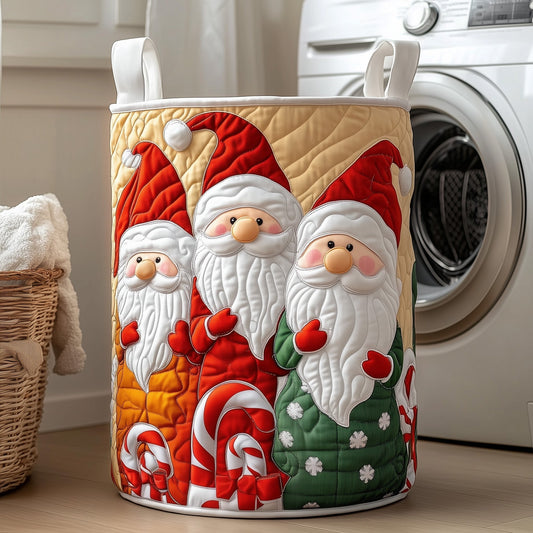 The Santa Claus Gnome Quilted Laundry Basket Tote