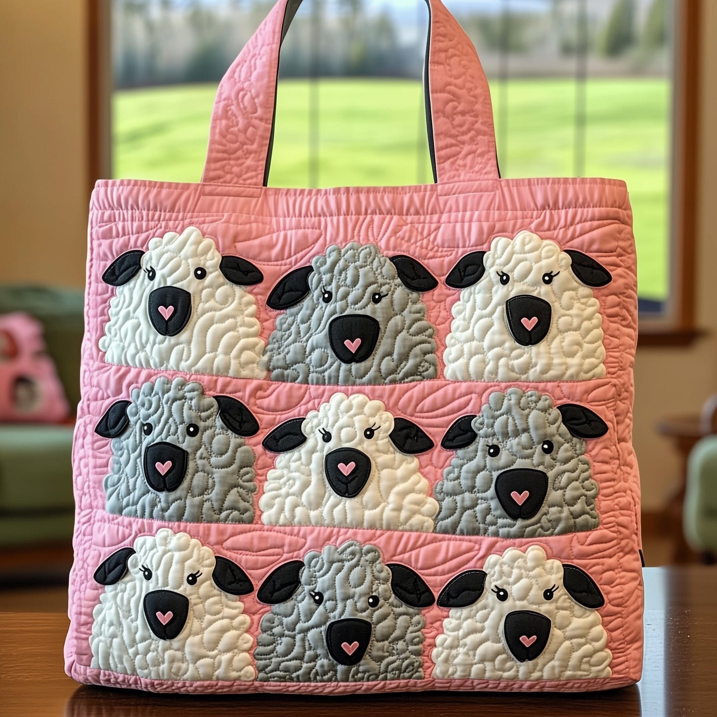 Everyday Sheep Faces Quilted Tote
