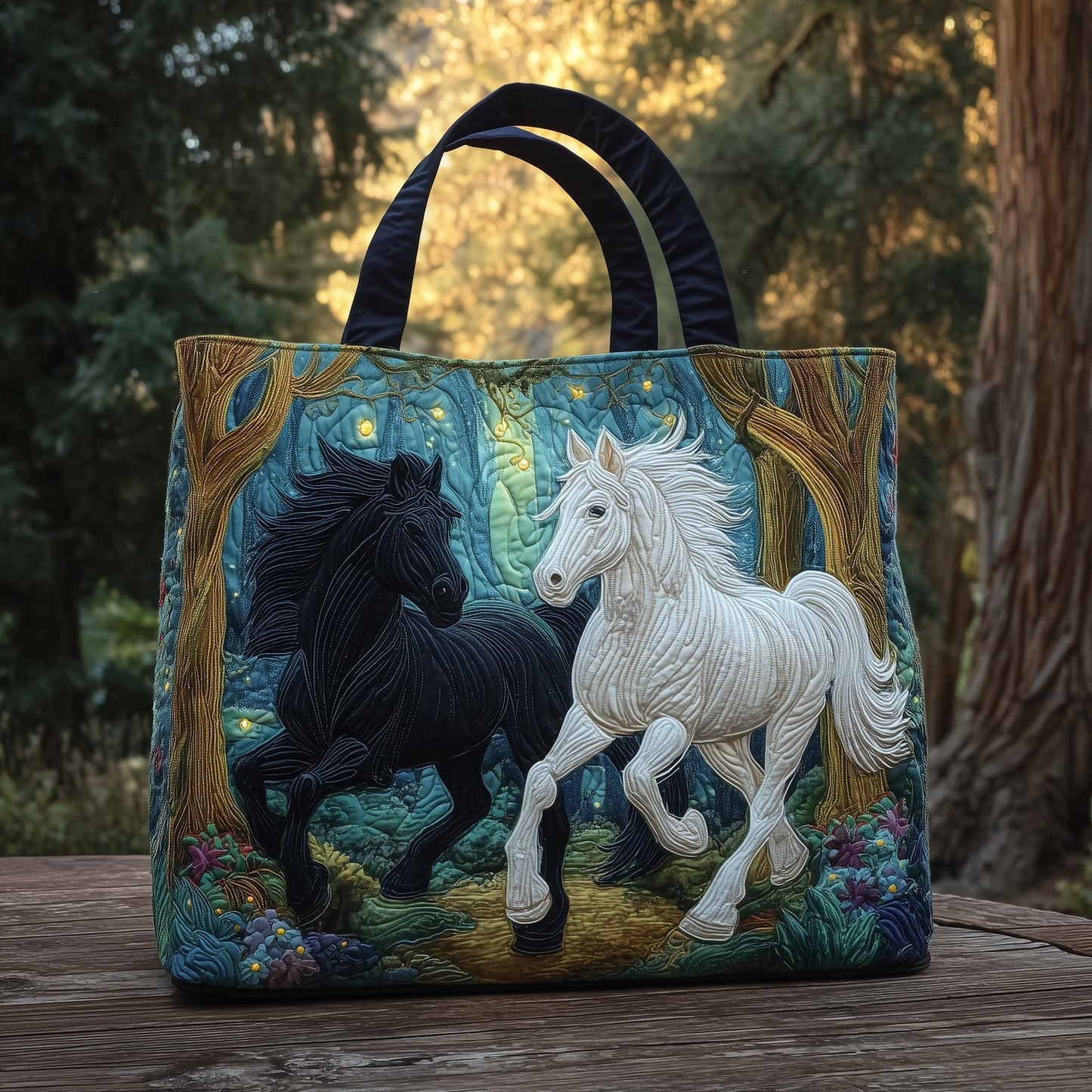 The Woodland Horses Quilted Tote