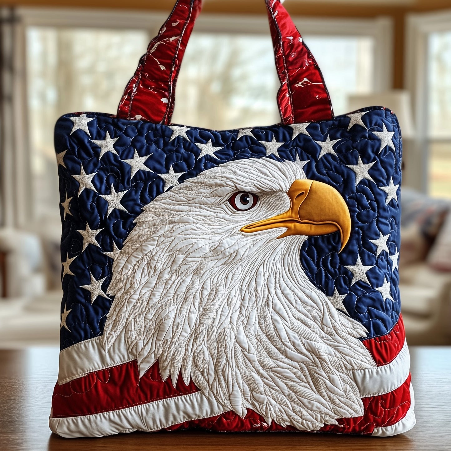 Bald Eagle Stars Quilted Tote