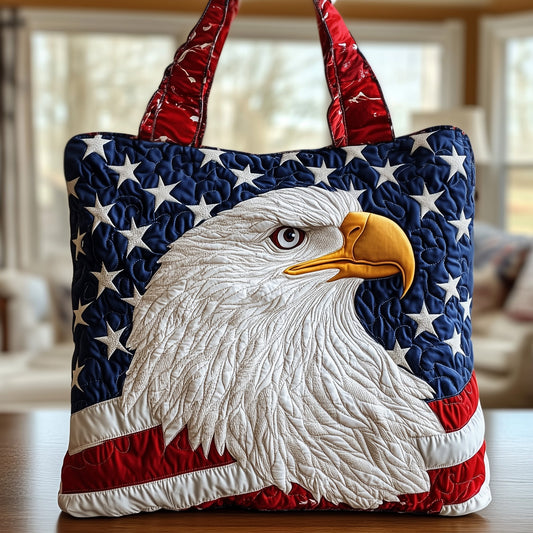 Bald Eagle Stars Quilted Tote