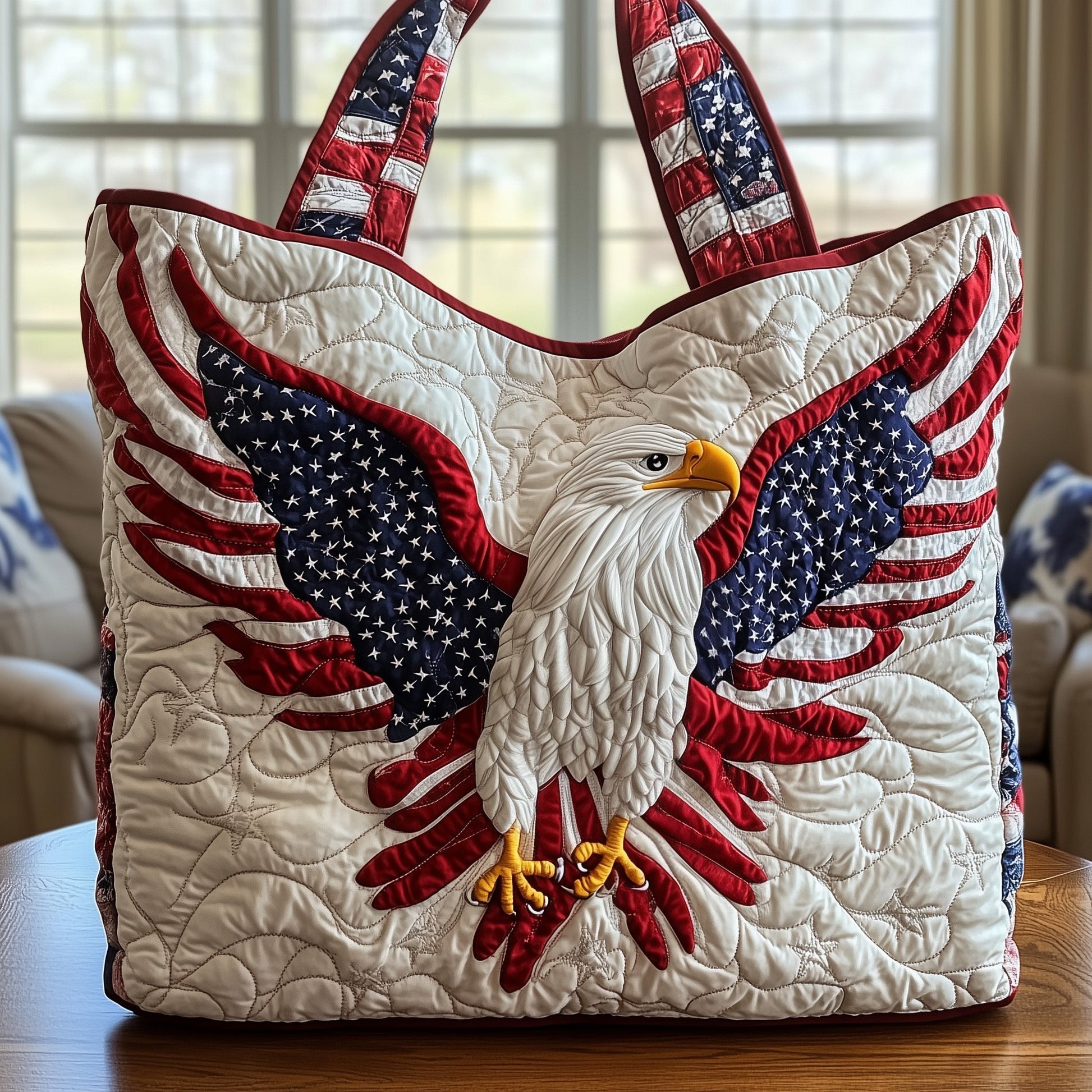 American Eagle Flag Quilted Tote