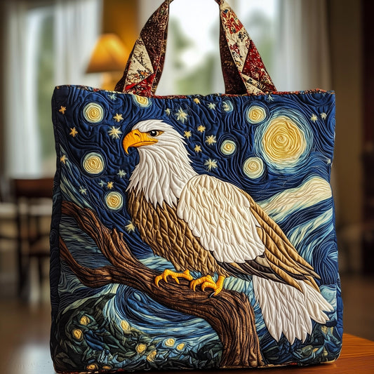 Eagle Starry Night Quilted Tote