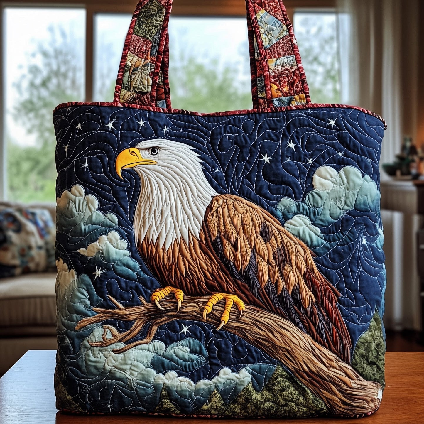 Eagle Bird Motif Quilted Tote