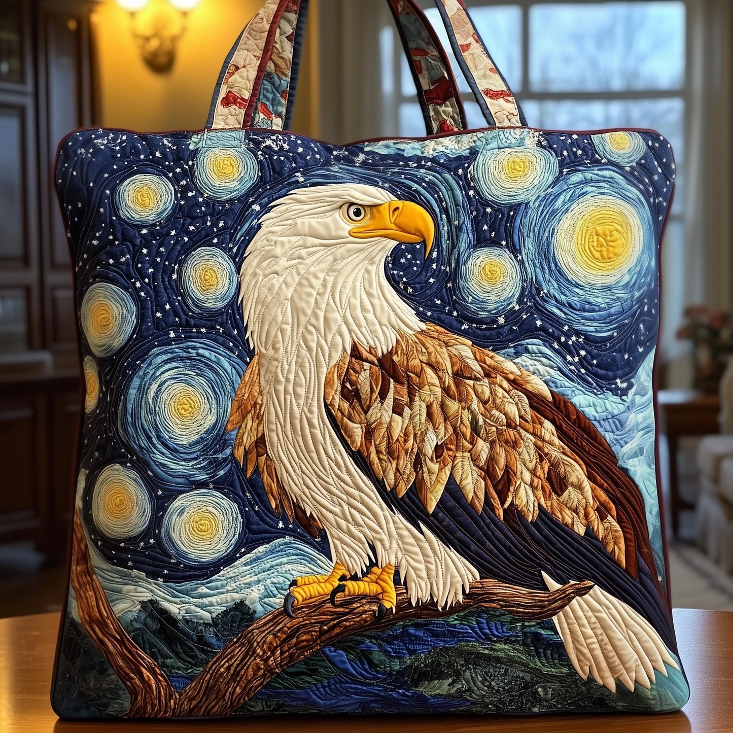 Eagle Starry Sky Quilted Tote