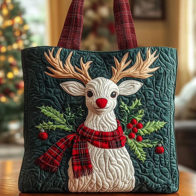 Reindeer Holiday Accents Quilted Tote