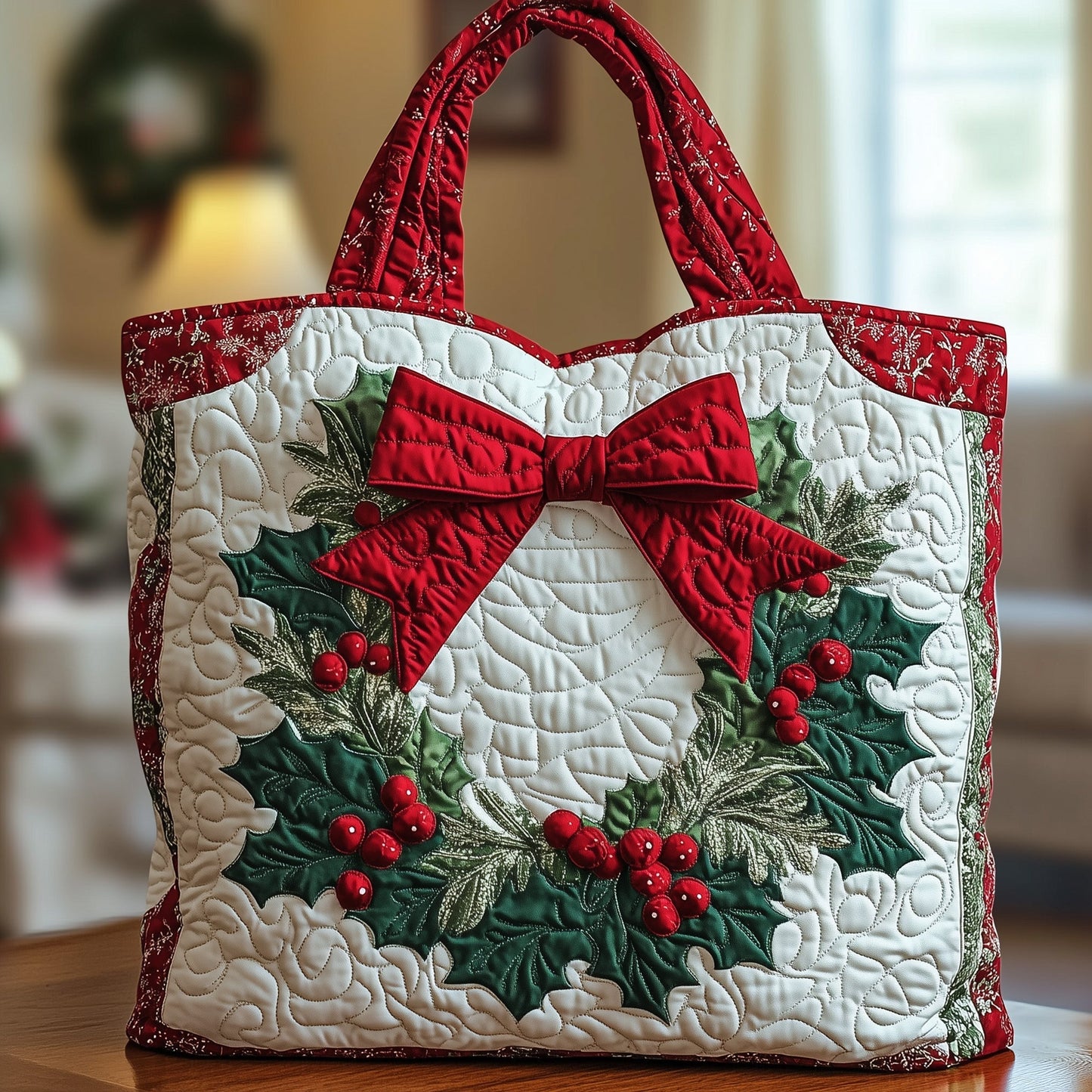 The Festive Wreath Quilted Tote