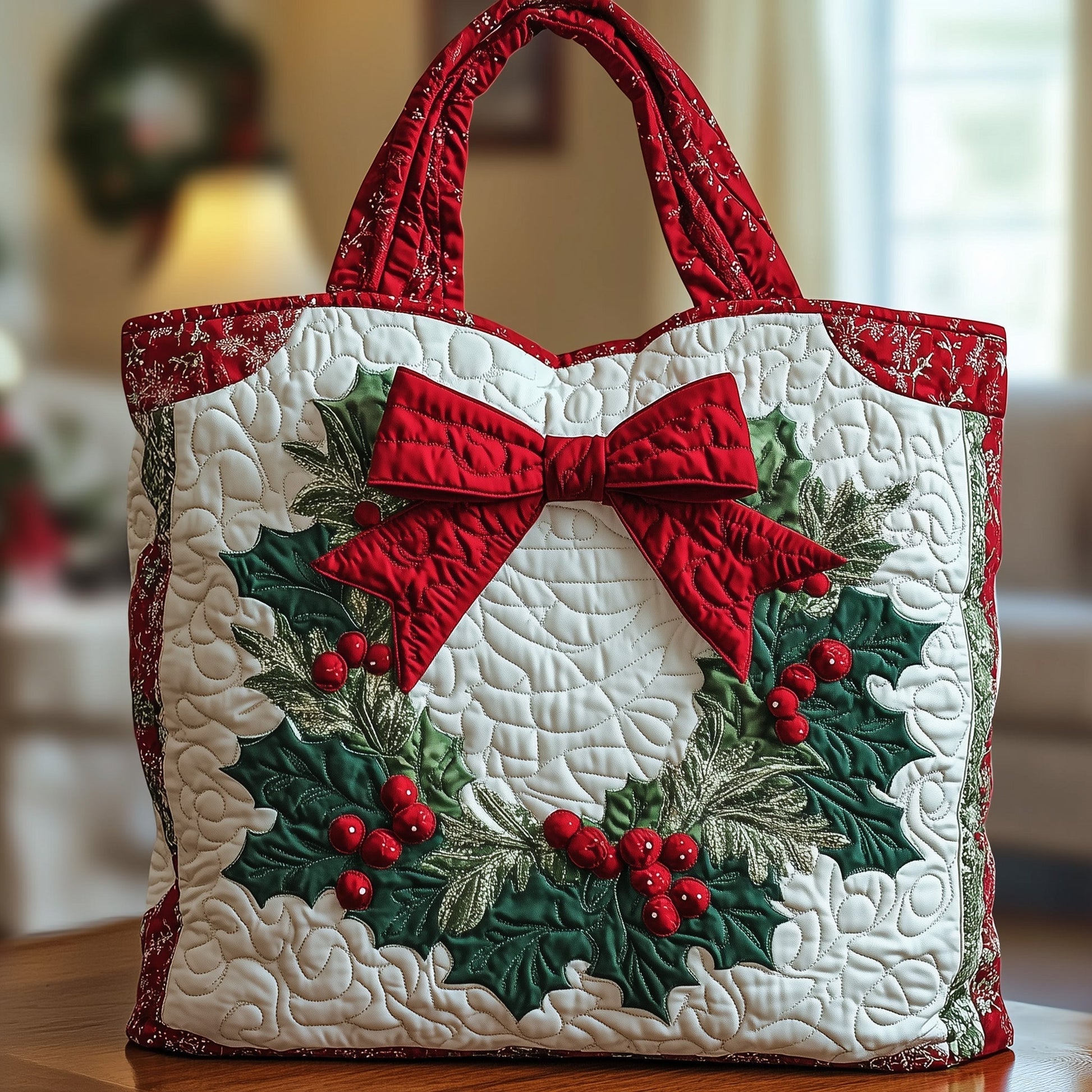 The Festive Wreath Quilted Tote