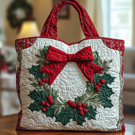 The Festive Wreath Quilted Tote