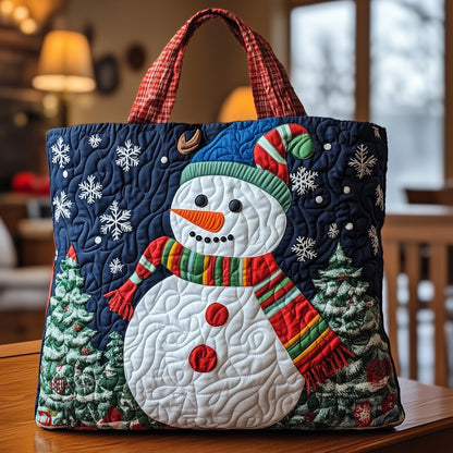 Everyday Snowman Snowflakes Quilted Tote