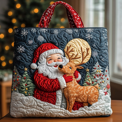 Everyday Santa Reindeer Quilted Tote