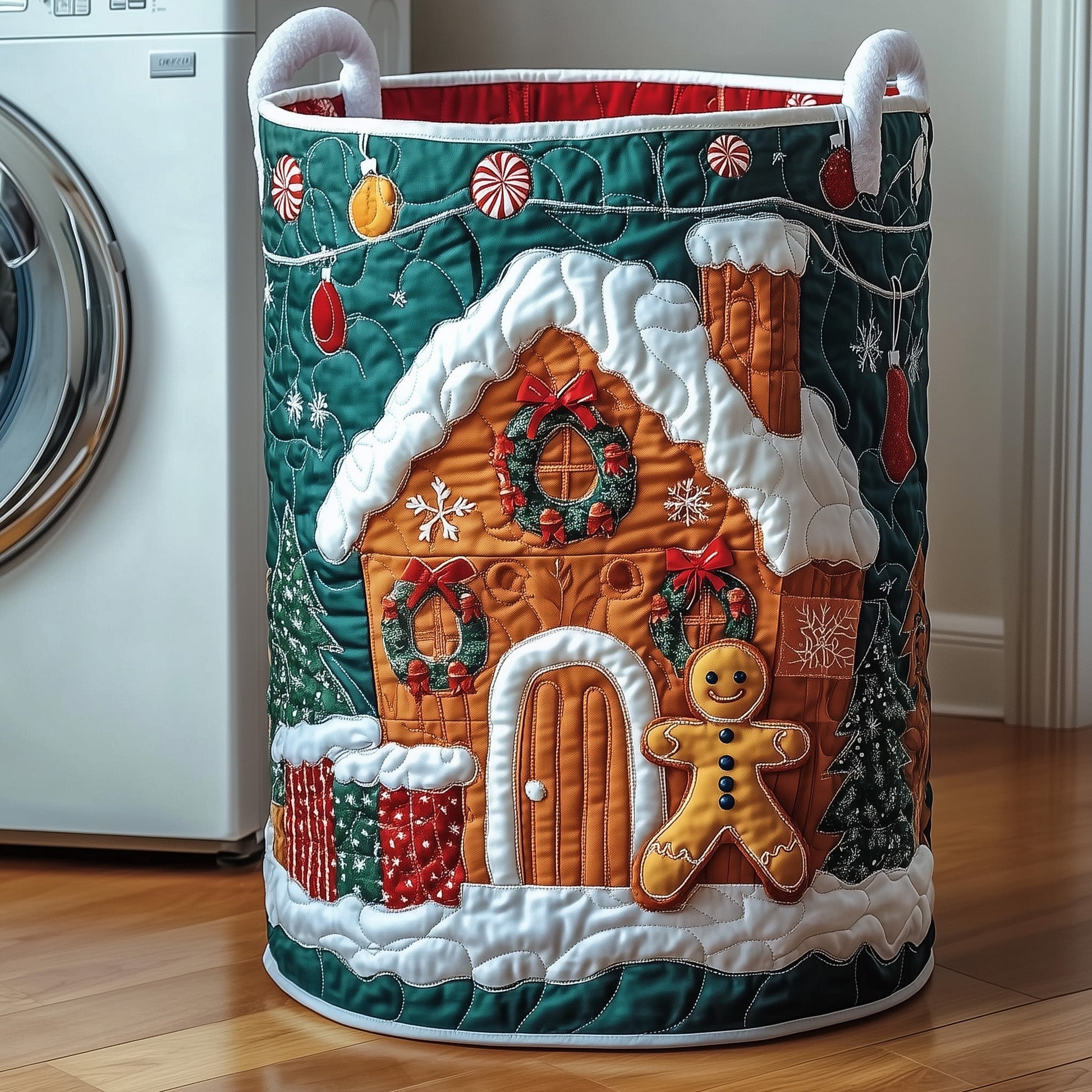 The Christmas House Quilted Laundry Basket Tote M418