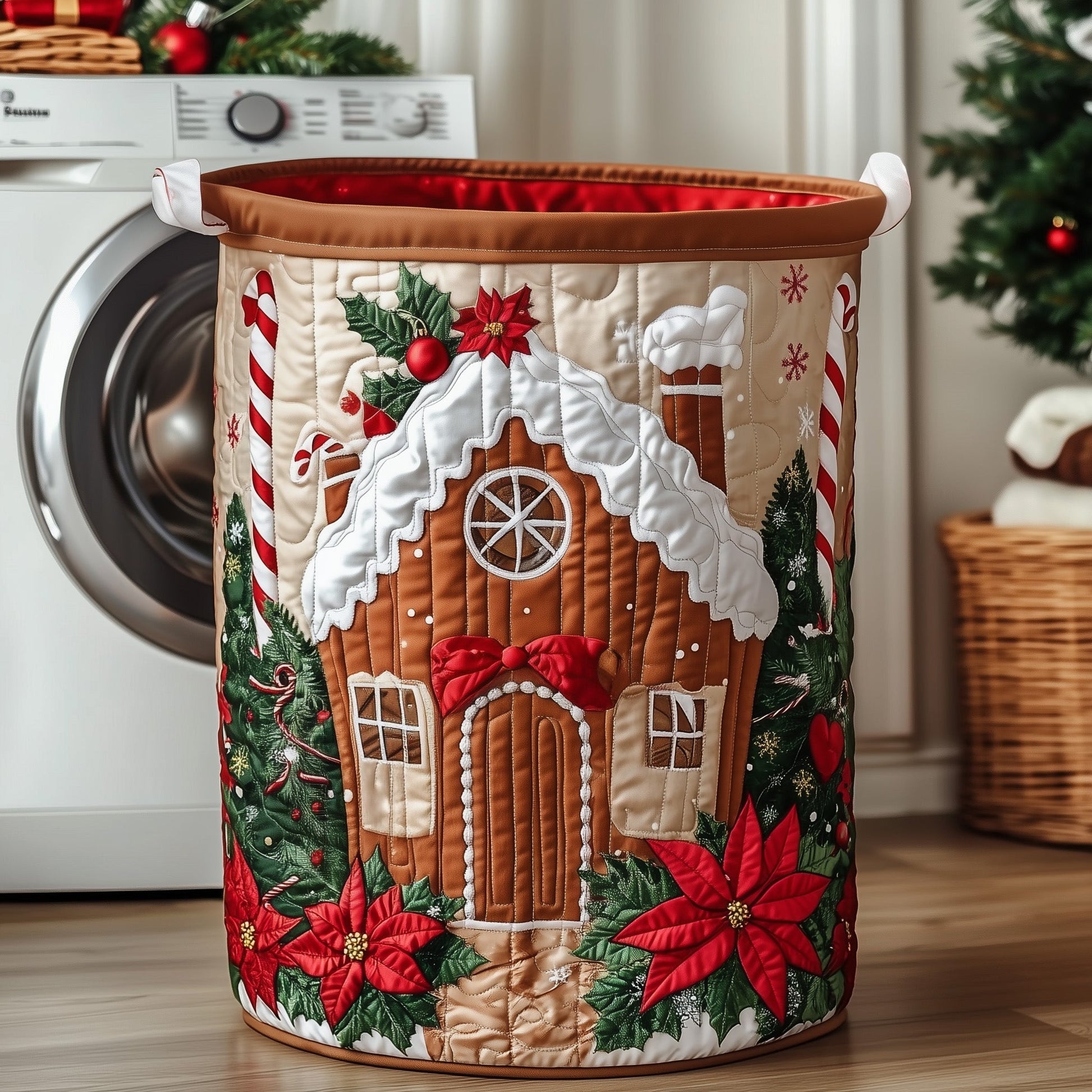 Gingerbread House Laundry Quilted Tote