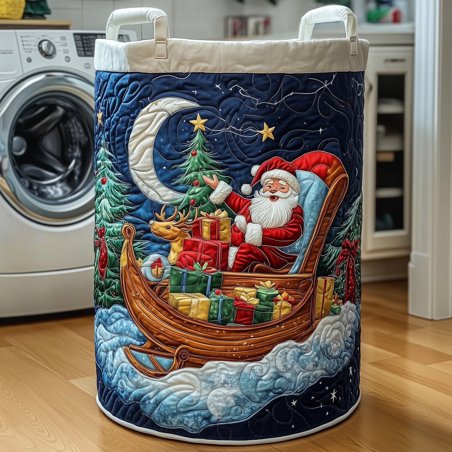 The Santa Claus Quilted Laundry Basket Tote