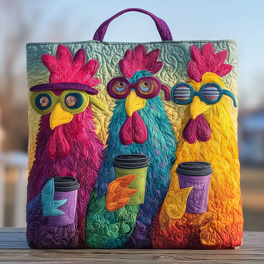 The Coffee Chickens Quilted Tote