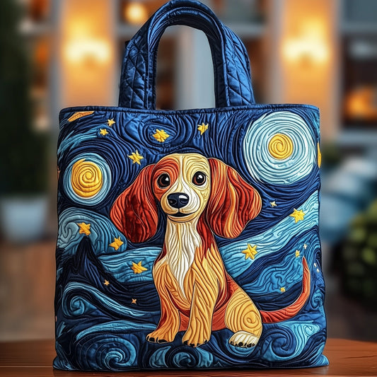 The Dachshund Starry Night Quilted Tote