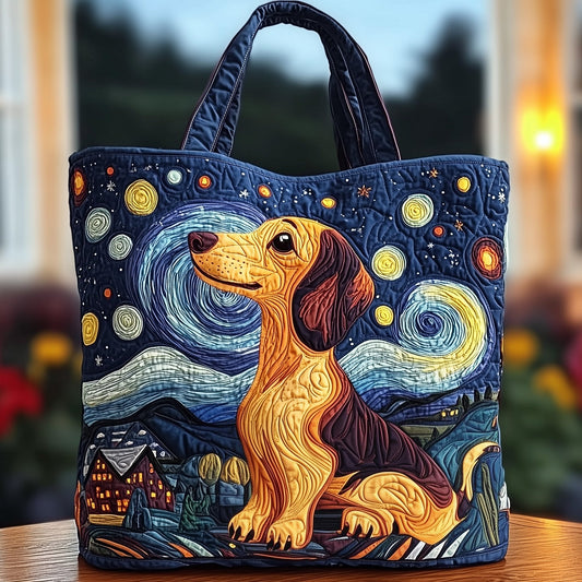 The Starry Night Dachshund Quilted Tote