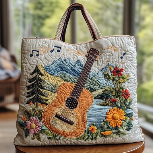 The Guitar In Nature Quilted Tote