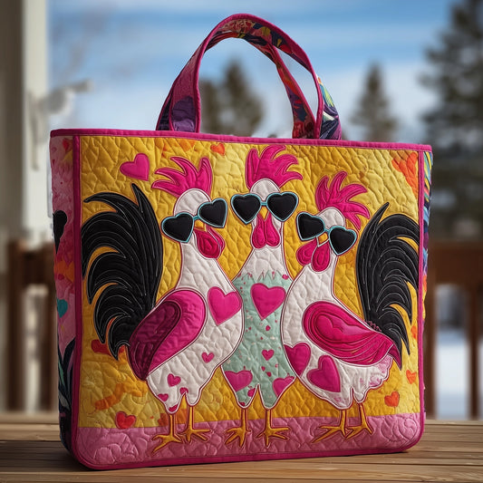 The Popping Chickens Quilted Tote