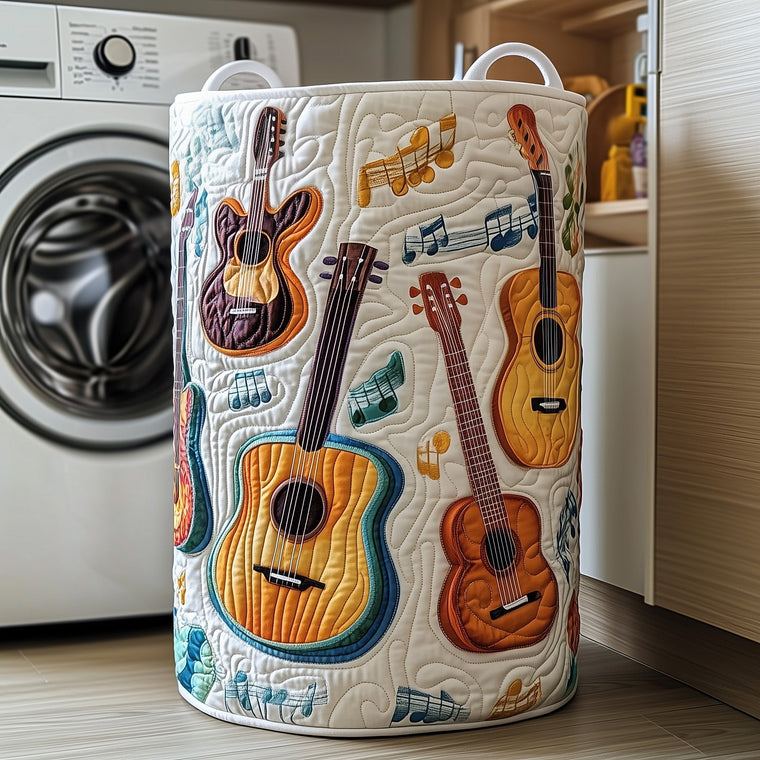 The Guitar Band Quilted Laundry Basket Tote