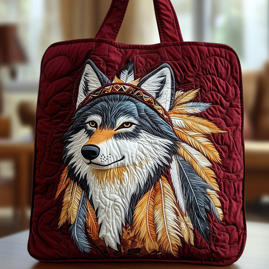 Everyday Wolf Feathers Quilted Tote