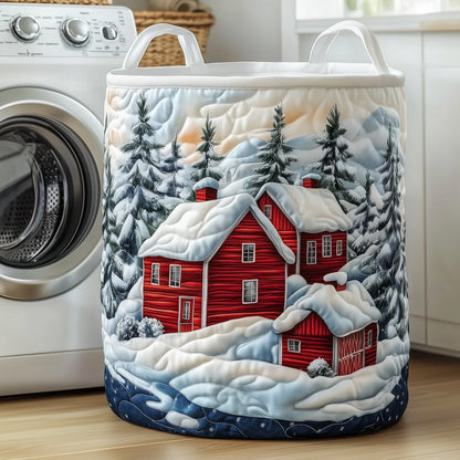 The Christmas Village Quilted Laundry Basket Tote M480