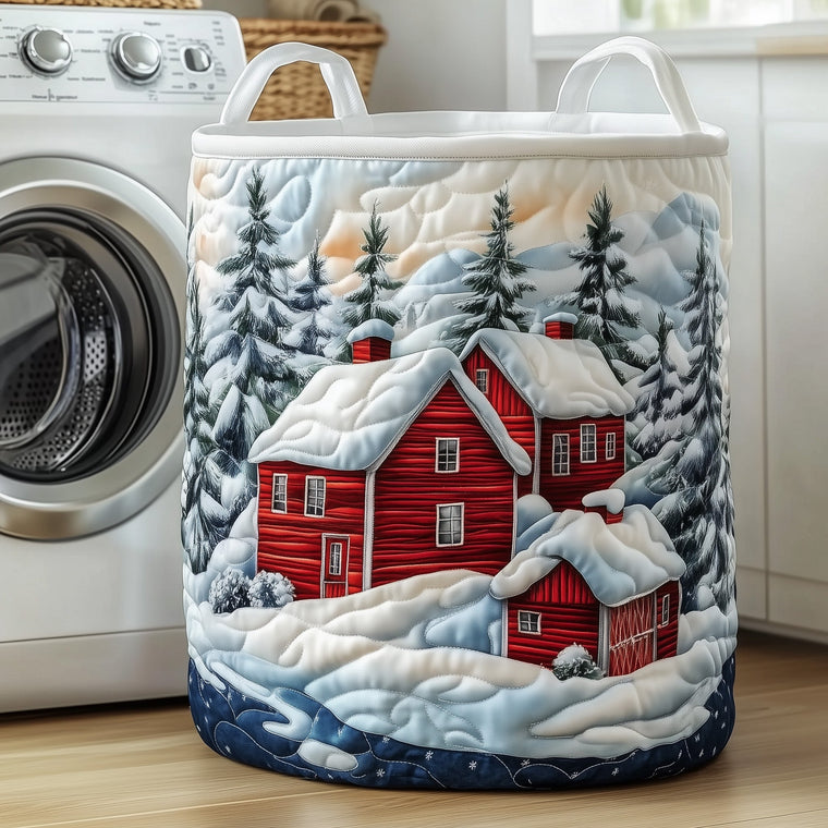 The Christmas Village Quilted Laundry Basket Tote M480