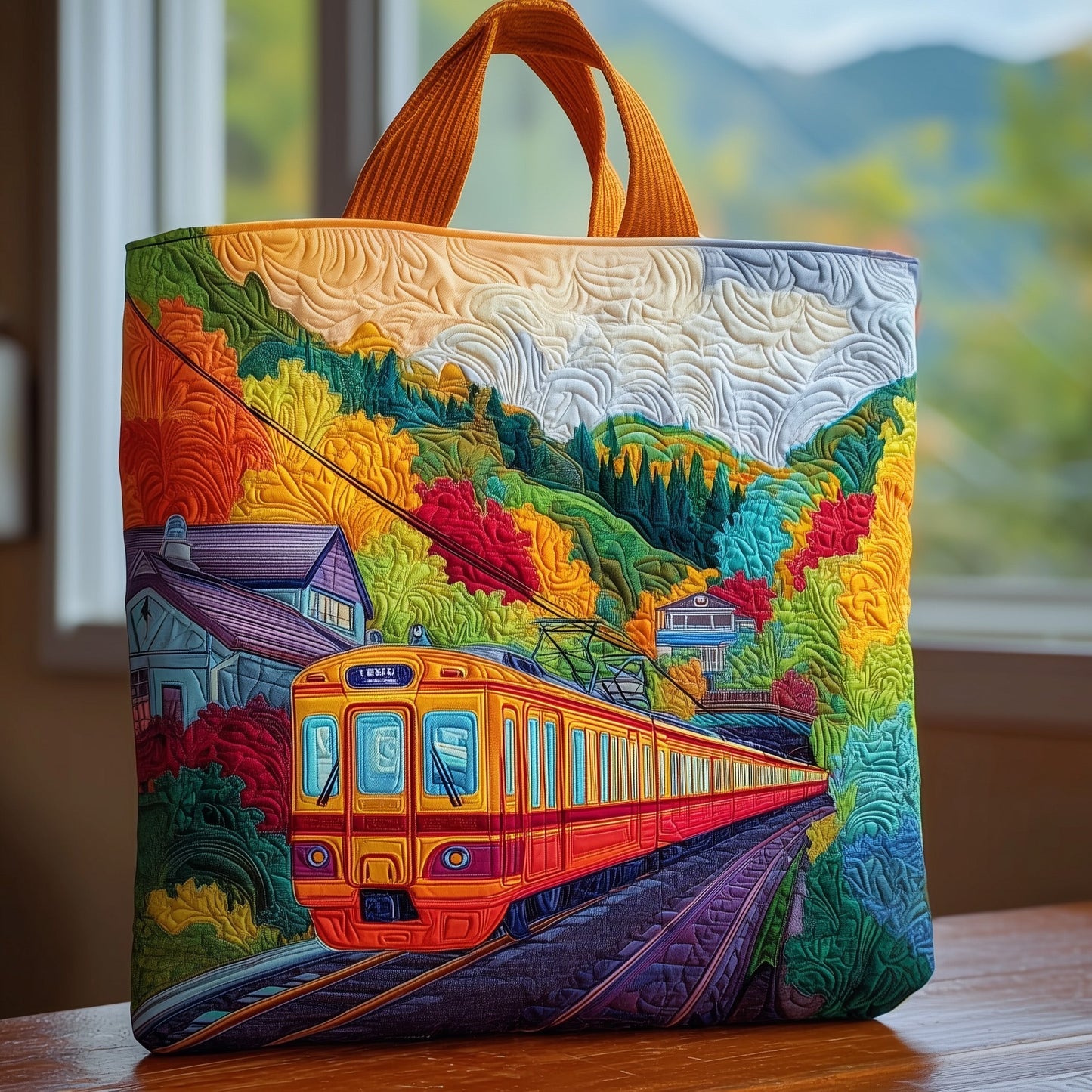 The Autumn Train Quilted Tote