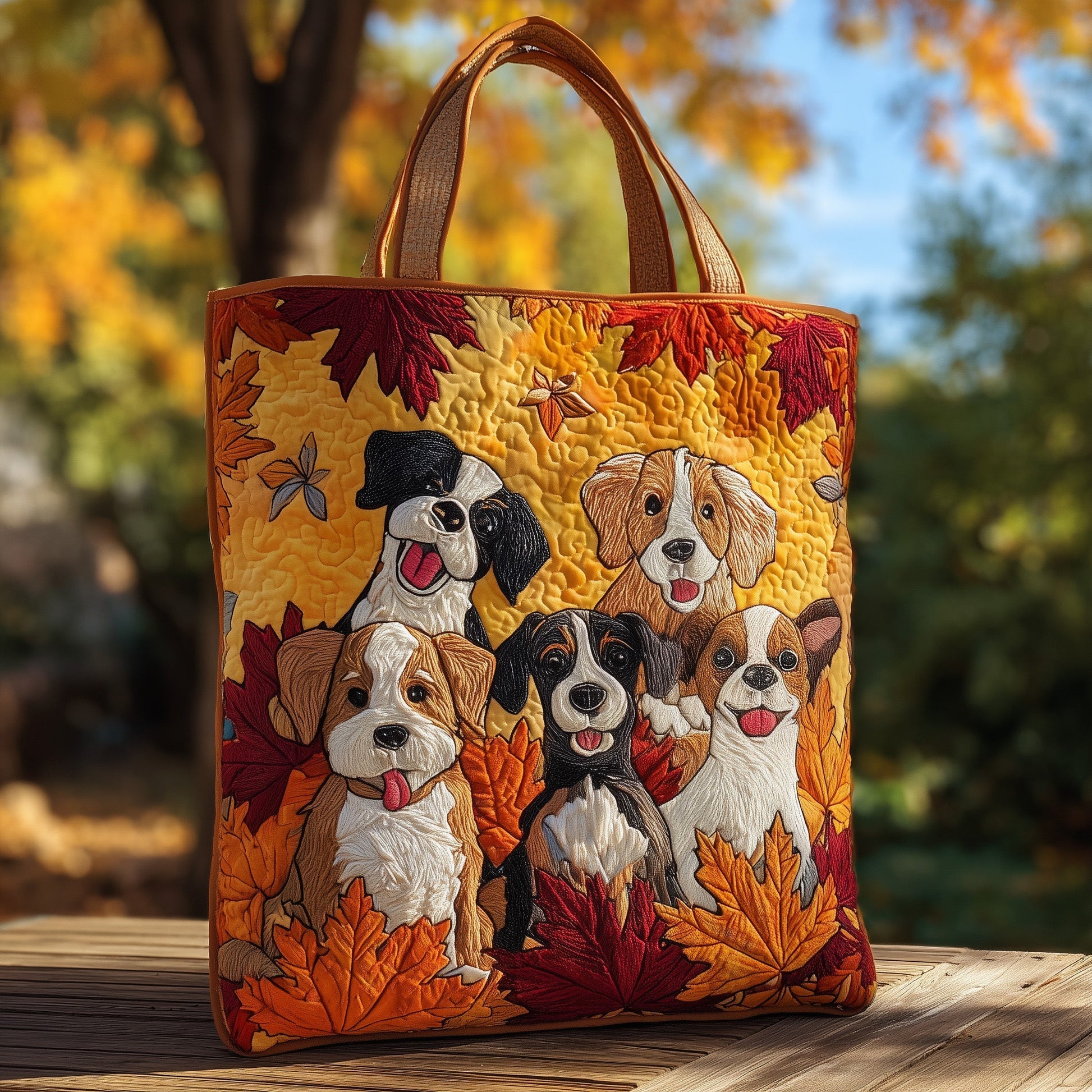 The Autumn Dogs Quilted Tote