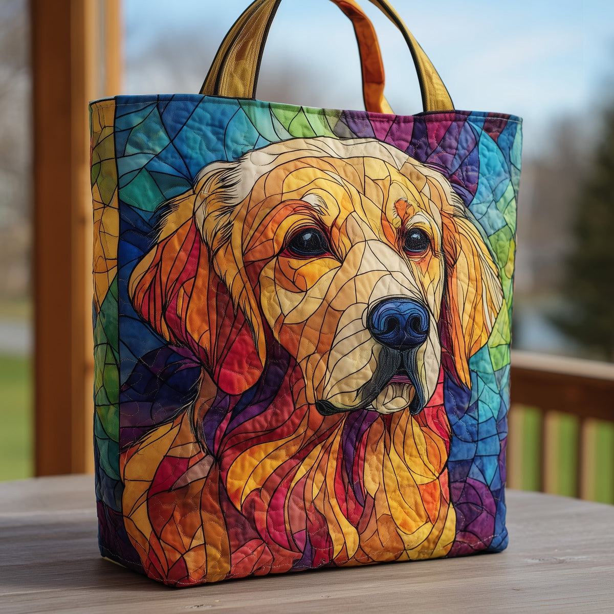 Golden Retriever Dog Quilted Tote