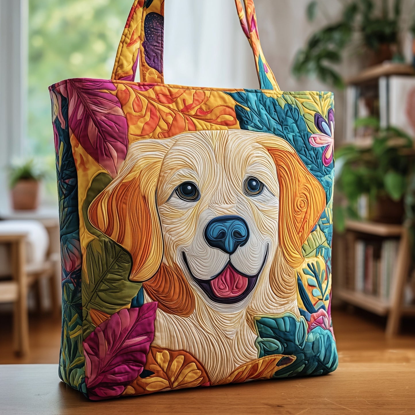 Everyday Golden Retriever Quilted Tote