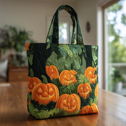 Everyday Jack-O'-Lantern Pumpkins Quilted Tote
