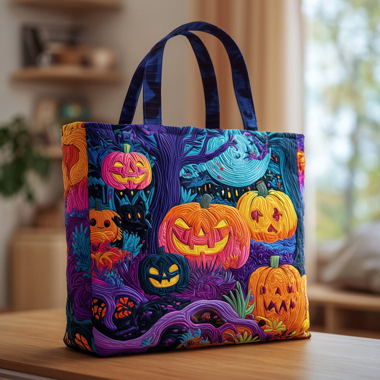 Jack-O'-Lantern Pumpkin Patch Quilted Tote