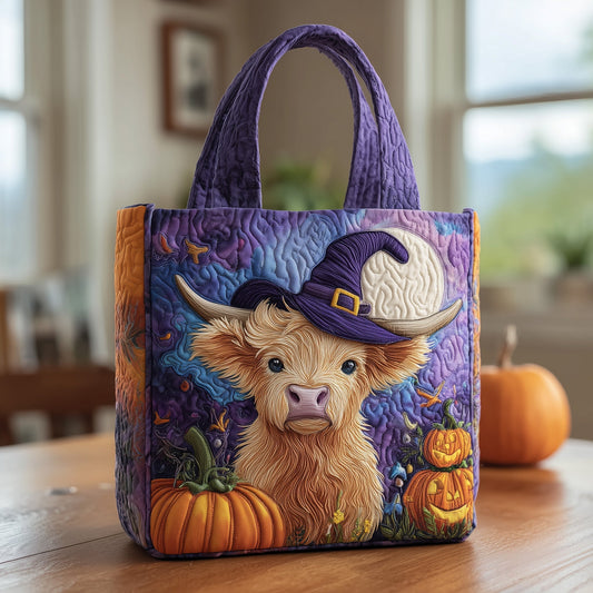 The Highland Cow Halloween Quilted Tote