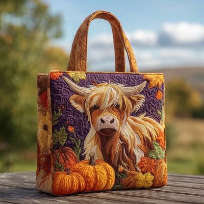 The Autumn Highland Cow Quilted Tote