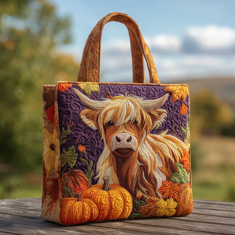The Autumn Highland Cow Quilted Tote
