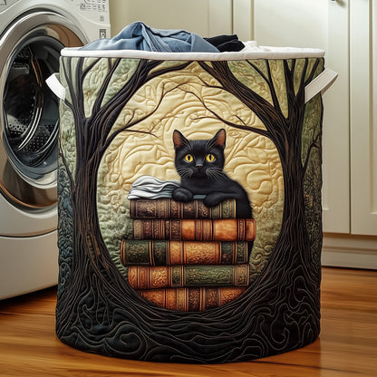 The Book Cat Quilted Laundry Basket Tote