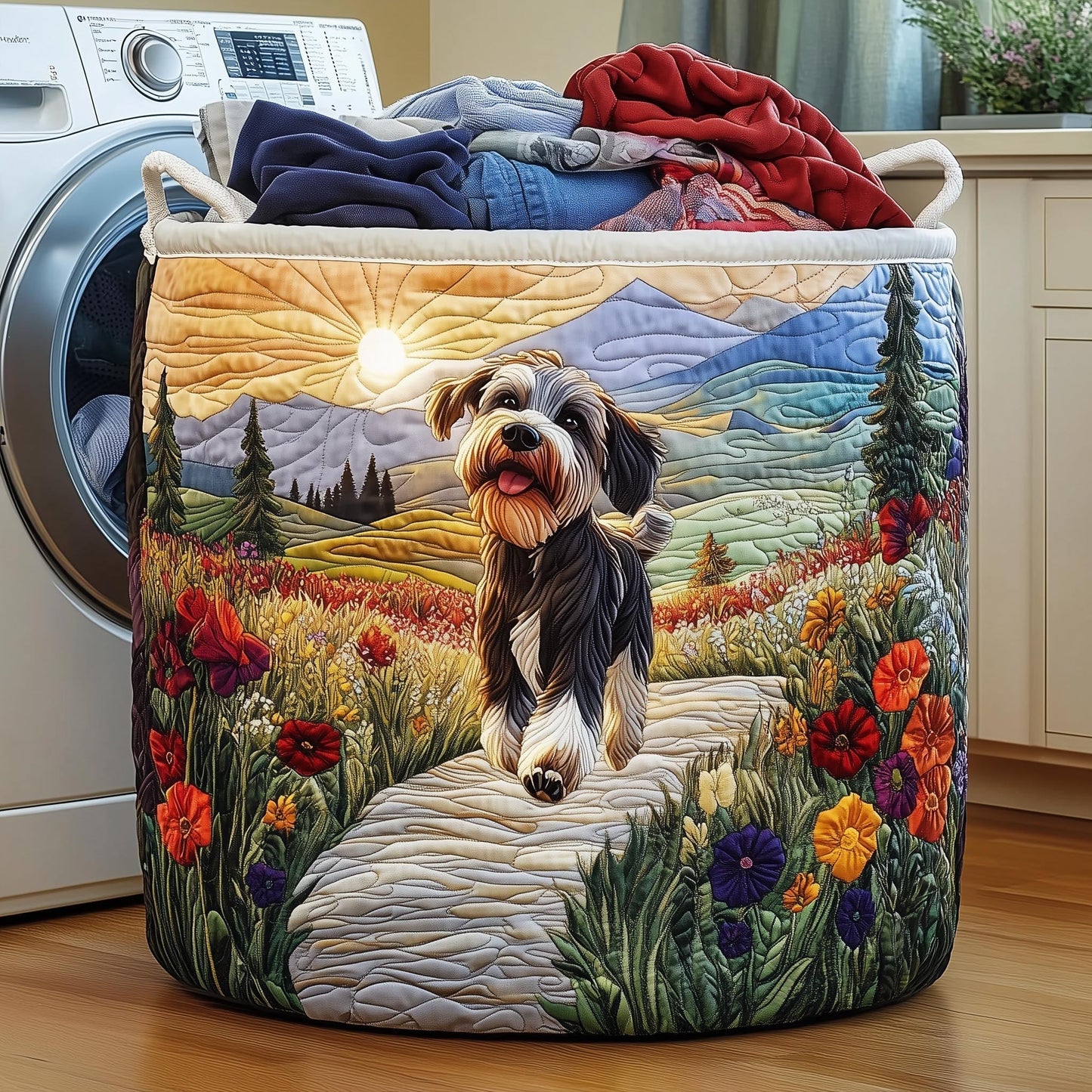 Adorable Schnauzer Laundry Quilted Tote
