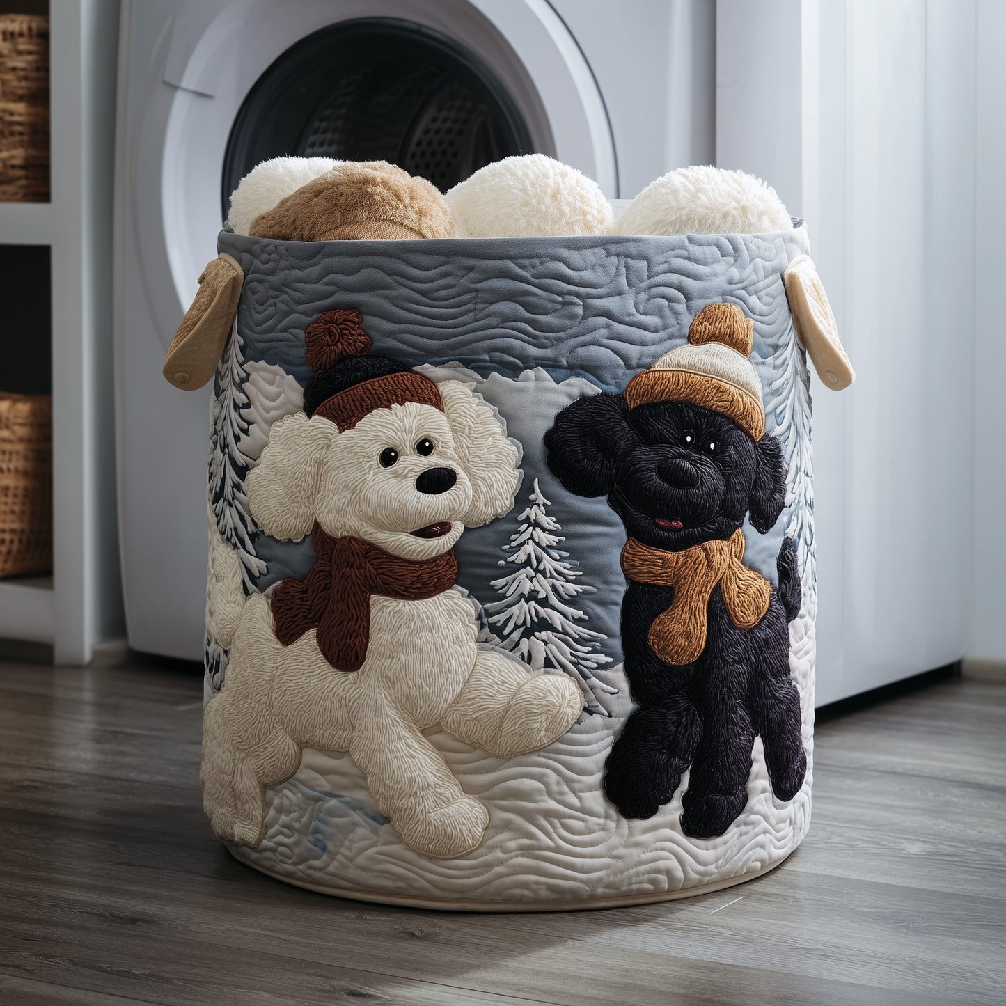 The Poodle Couple Quilted Laundry Basket Tote