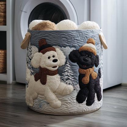 The Poodle Couple Quilted Laundry Basket Tote