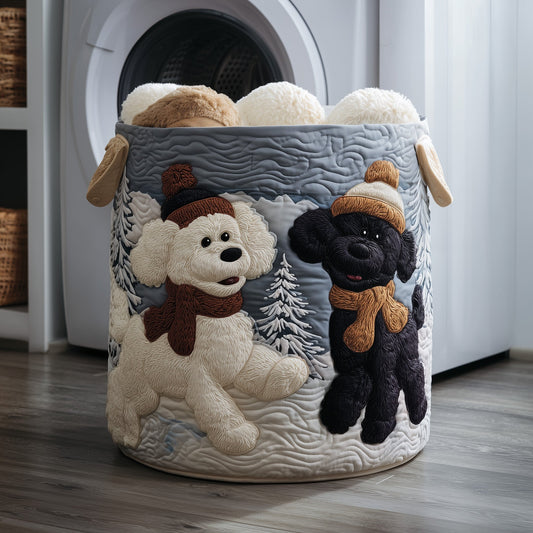 The Poodle Couple Quilted Laundry Basket Tote