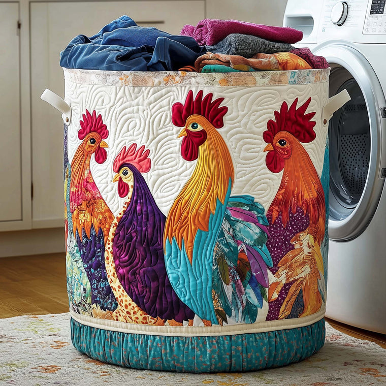 The Whimsical Chicken Quilted Laundry Basket Tote 1420
