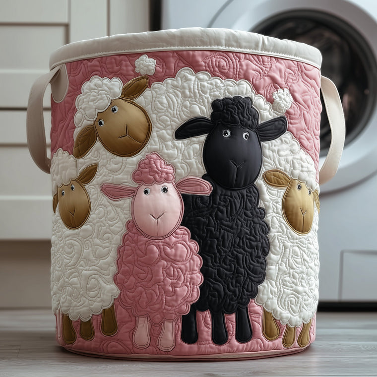 The Adorable Sheep Quilted Laundry Basket Tote C172