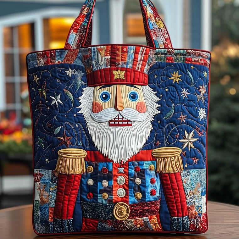 Nutcracker Face Stars Quilted Tote