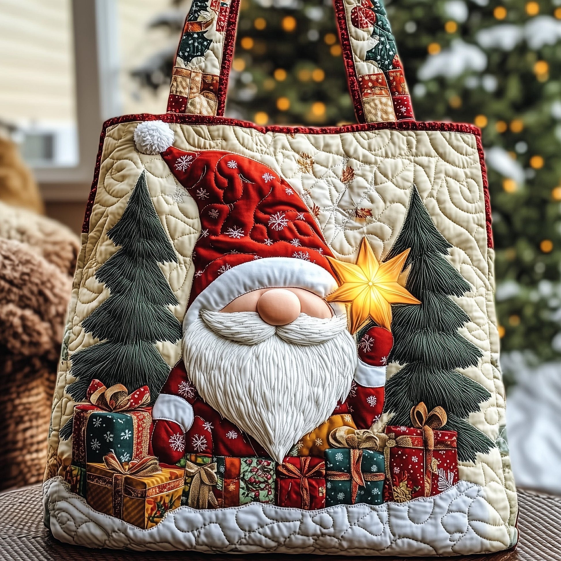 Festive Gnome Gifts Quilted Tote