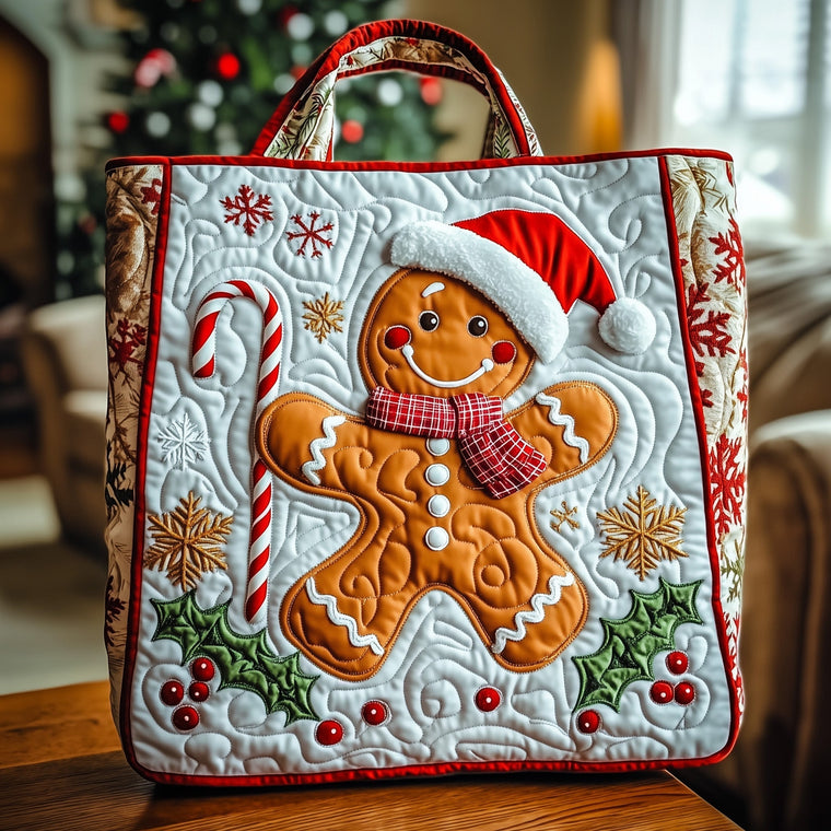 Gingerbread Man Holiday Quilted Tote