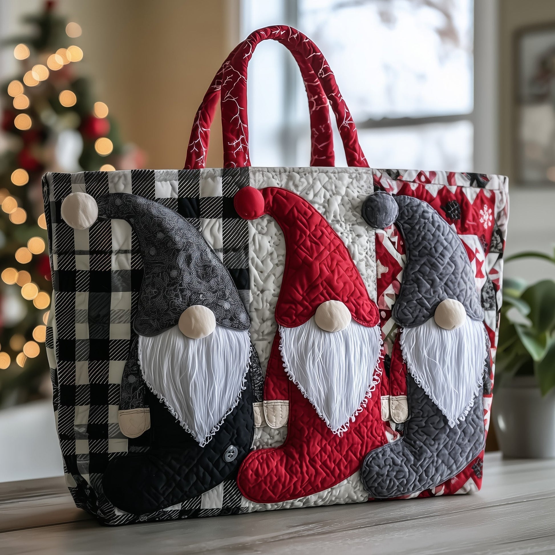 Everyday Christmas Gnomes Quilted Tote